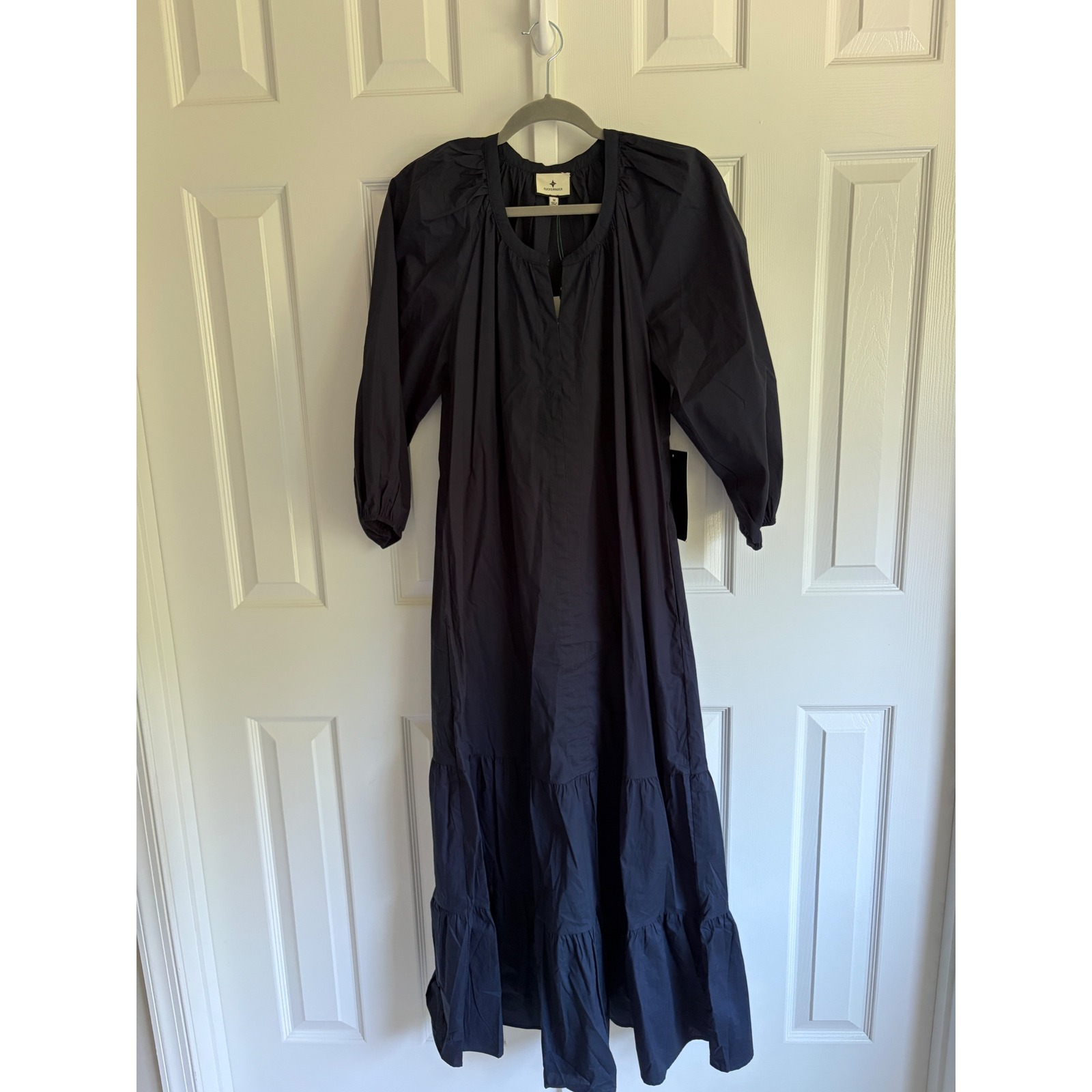 Tuckernuck Lyles Maxi Dress Women Size Medium Navy Cotton Belted — image 3 of 8